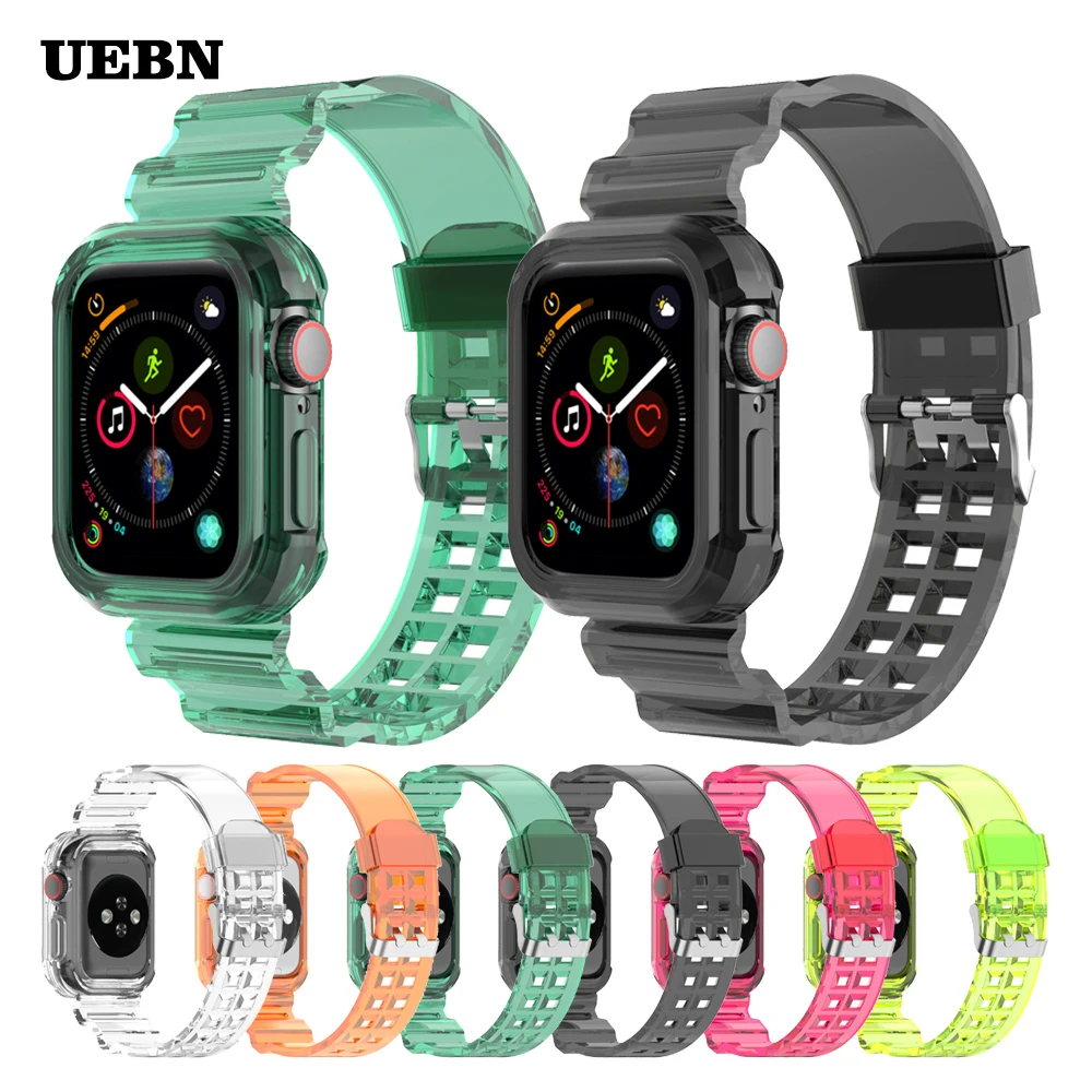 UEBN Transparent Band + Case for Apple Watch Series 6 SE 5 4 3 2 Bracele for iwatch Strap 38mm 40mm 42mm 44mm Rubber watchbands
UEBN Transparent Band + Case for Apple Watch Series 6 SE 5 4 3 2 Bracele for iwatch Strap 38mm 40mm 42mm 44mm Rubber watchbands