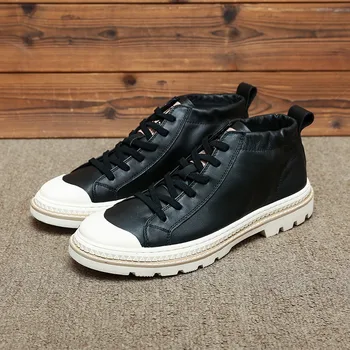 Designer New Fashion Mens Genuine Leather High Top Shoes Autumn Winter Lace Up Round Toe Cowhide Thick Bottom Male Cargo Shoes
Designer New Fashion Mens Genuine Leather High Top Shoes Autumn Winter Lace Up Round Toe Cowhide Thick Bottom Male Cargo Shoes