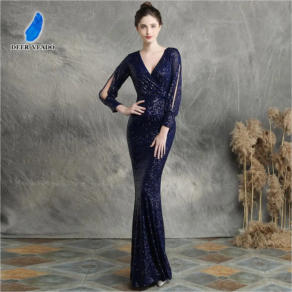 DEERVEADO Evening Dress Long Sleeves Formal Dress Evening Party Dresses 2019 Sexy Deep V Neck Sequins Evening Gown K16255
DEERVEADO Evening Dress Long Sleeves Formal Dress Evening Party Dresses 2019 Sexy Deep V Neck Sequins Evening Gown K16255
