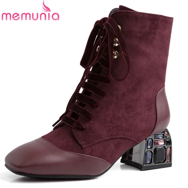 MEMUNIA 2020 top quality genuine leather shoes women ankle boots crystal heels square toe autumn winter boots woman dress shoes
MEMUNIA 2020 top quality genuine leather shoes women ankle boots crystal heels square toe autumn winter boots woman dress shoes