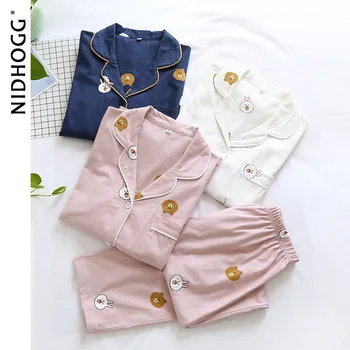 Autumn Couple's Pajamas Women's Cotton Long-Sleeved Pijamas 2 Piece Sets Cartoon Printing Sleepwear Men's Night Gown Lounge Set 
Autumn Couple's Pajamas Women's Cotton Long-Sleeved Pijamas 2 Piece Sets Cartoon Printing Sleepwear Men's Night Gown Lounge Set