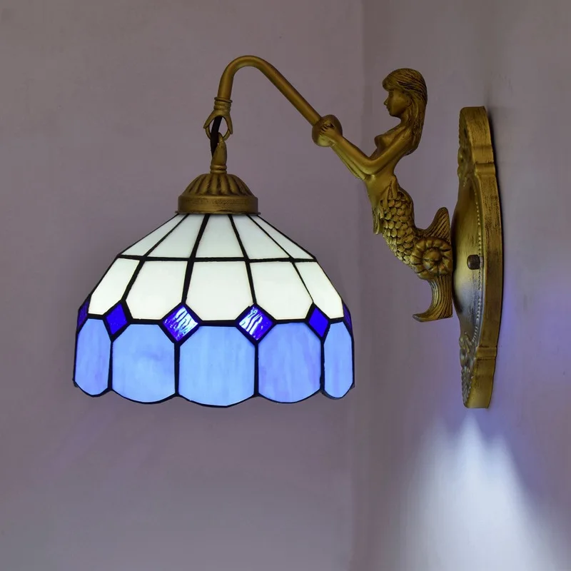 Фото Винтажная стеклянная лампа Тиффани в европейском стиле для гостиной столовой
