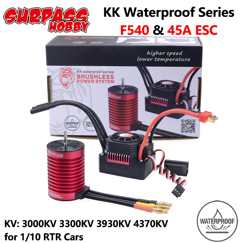 Surpass Hobby KK Waterproof ESC Brushless Motor F540 3000/3300/3930/4370KV with 45A ESC for 1/10 RC RTR Tamiya Axial Redcat
Surpass Hobby KK Waterproof ESC Brushless Motor F540 3000/3300/3930/4370KV with 45A ESC for 1/10 RC RTR Tamiya Axial Redcat