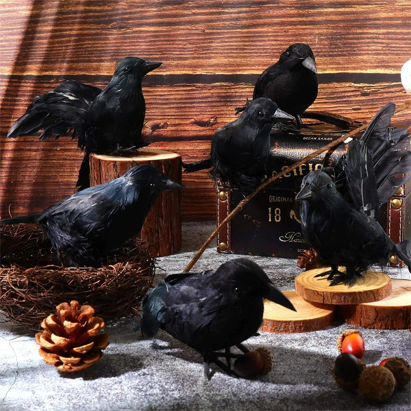 Фото Имитация Черной вороны на Хэллоуин Искусственная черная ворона модель | DIY-украшения для вечеринки (1005003264479148)