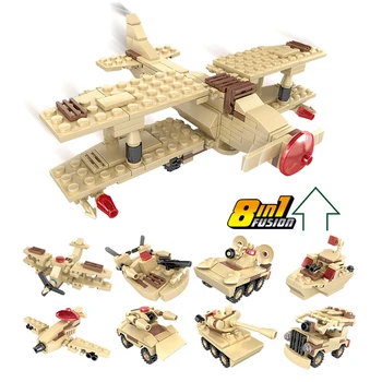 390PCS 8in1 Military Army Series Armed Forces Building Blocks Fighter Landing Craft Radar Car Battleship Bricks Boy toys
390PCS 8in1 Military Army Series Armed Forces Building Blocks Fighter Landing Craft Radar Car Battleship Bricks Boy toys