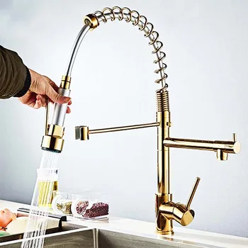 Kitchen Faucet Pull Out Sprayer Gold Swivel Spout Single Handle Mixer Tap 360 Rotation Dual Spout Sink Pull-out Spray Faucet
Kitchen Faucet Pull Out Sprayer Gold Swivel Spout Single Handle Mixer Tap 360 Rotation Dual Spout Sink Pull-out Spray Faucet