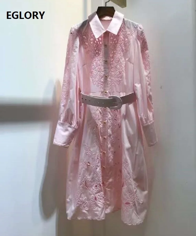 2020 Autumn Fashion White Pink Dress High Quality Cotton Women Turn-down Collar Hollow Out Embroidery Long Sleeve Dress Belts
2020 Autumn Fashion White Pink Dress High Quality Cotton Women Turn-down Collar Hollow Out Embroidery Long Sleeve Dress Belts