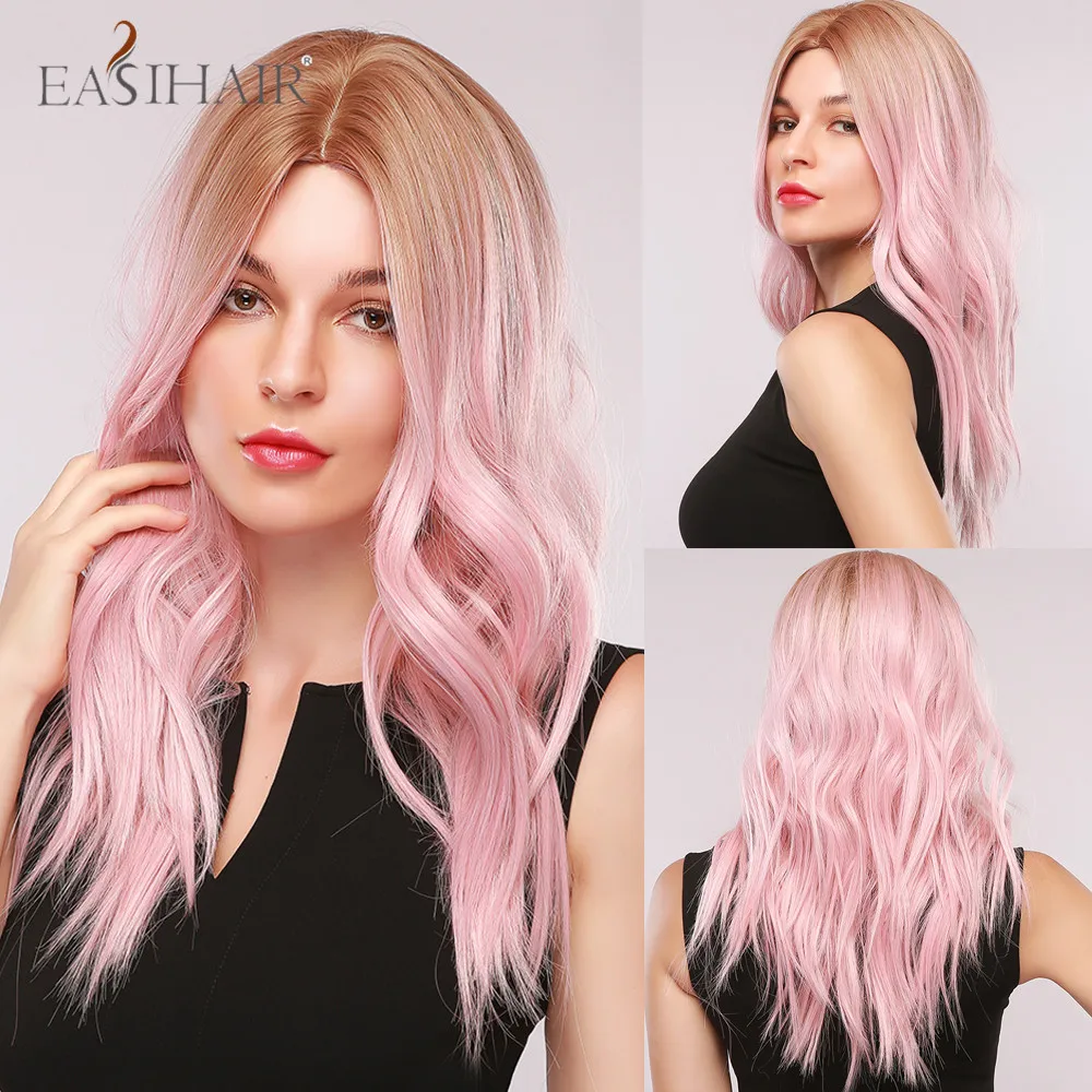 EASIHAIR Ombre Brown to Light Pink Long Water Wavy Wigs Cosplay Middle Part Hair Heat Resistant Synthetic Wigs for Women Female
EASIHAIR Ombre Brown to Light Pink Long Water Wavy Wigs Cosplay Middle Part Hair Heat Resistant Synthetic Wigs for Women Female