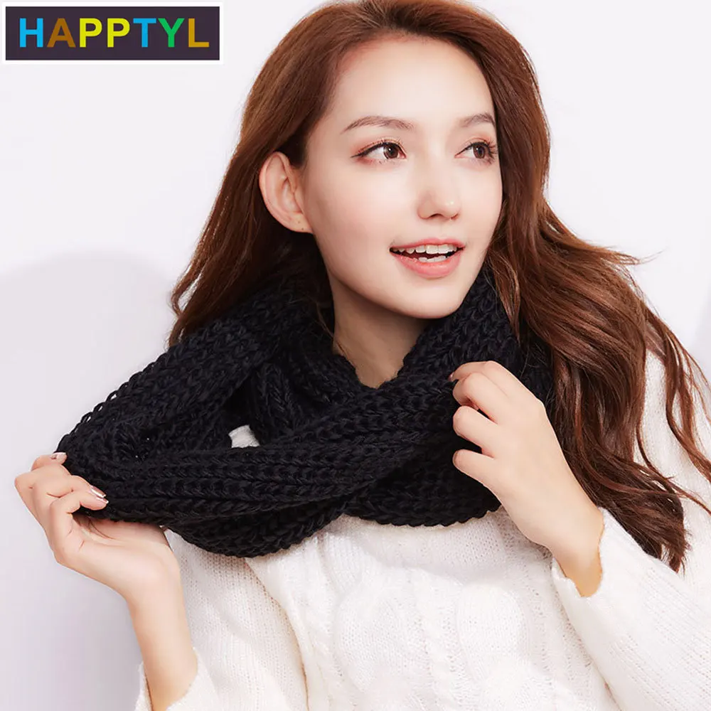 HAPPTYL 1 шт. шарф зимние шарфы теплые для женщин модные разноцветные вязаные |