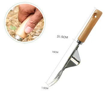 Seedling Transplanter Digging Puller Weeding Tool Stainless Steel Weeder Fork Manual Easy To Use Hand Durable Outdoor Ergonomic
