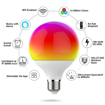 18W Smart WiFi Voice Control Light Bulbs LED Spherical Bulb RGB Energy Saving Dimming Multicolor Smart Light Bulb APP Smart Home
18W Smart WiFi Voice Control Light Bulbs LED Spherical Bulb RGB Energy Saving Dimming Multicolor Smart Light Bulb APP Smart Home
