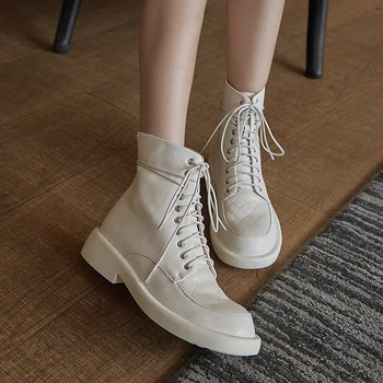 Boots Women 2020 Autumn Ankle Boots Genuine Leather Motorcycle Boots Fashion Lace Up Round Toe Shoes for Women
Boots Women 2020 Autumn Ankle Boots Genuine Leather Motorcycle Boots Fashion Lace Up Round Toe Shoes for Women