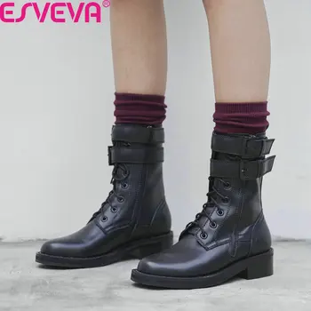ESVEVA 2020 Square Med Heel Round Toe Lace Up Buckle Zipper Women Shoes Cow Leather Cow Suede Fashion Mid-Calf Boots Size 34-39
ESVEVA 2020 Square Med Heel Round Toe Lace Up Buckle Zipper Women Shoes Cow Leather Cow Suede Fashion Mid-Calf Boots Size 34-39