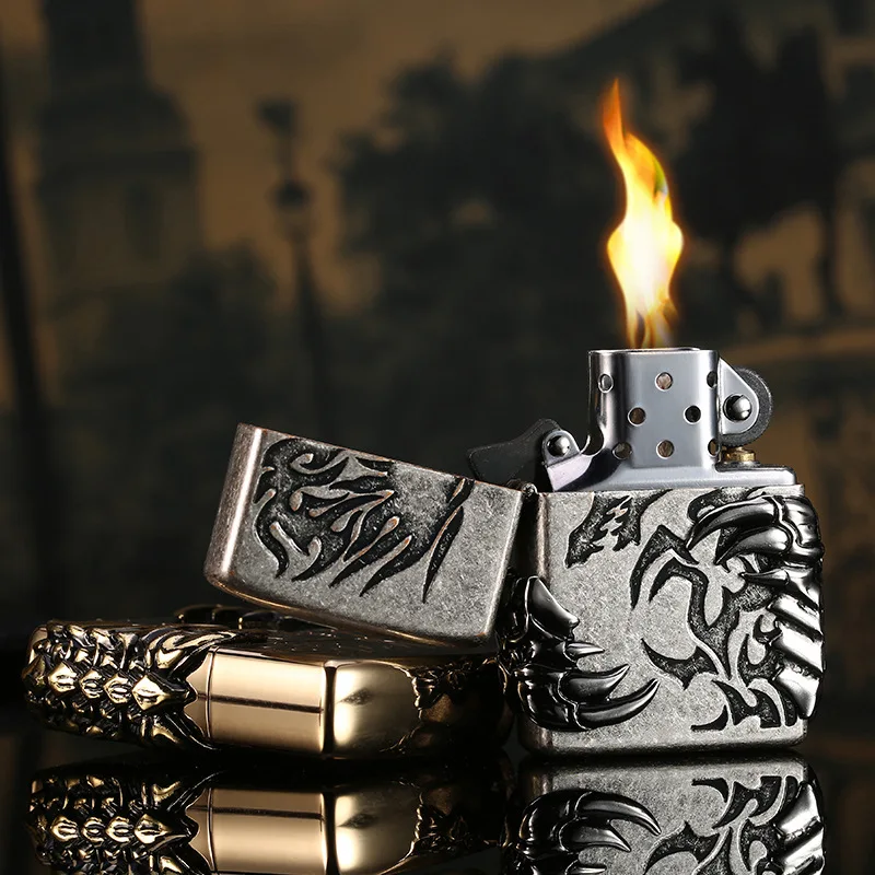 CHIEF Flint Lighter Grinding Wheel Men Gadgets Dragon Paw Kerosene Oil Petrol Lighter Gasoline Retro Relief Windproof Lighter
CHIEF Flint Lighter Grinding Wheel Men Gadgets Dragon Paw Kerosene Oil Petrol Lighter Gasoline Retro Relief Windproof Lighter