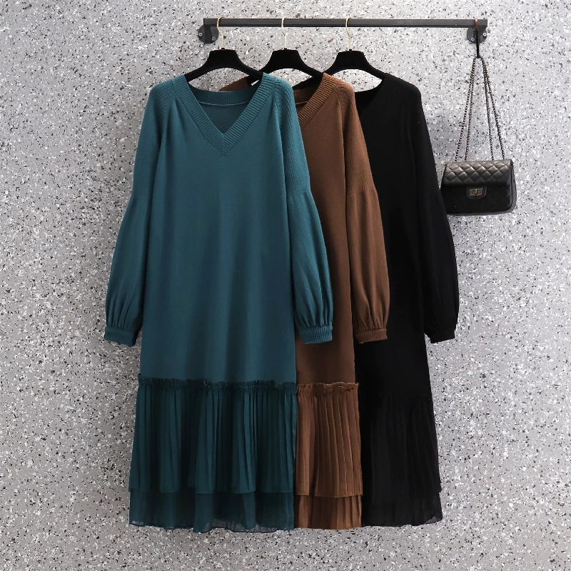 EHQAXIN Womens Knit Dress 2021 Autumn Winter Fashion V-Neck Chiffon Pleated Ruffled Lace Stitching Sweater Dress L-4XL
EHQAXIN Womens Knit Dress 2021 Autumn Winter Fashion V-Neck Chiffon Pleated Ruffled Lace Stitching Sweater Dress L-4XL