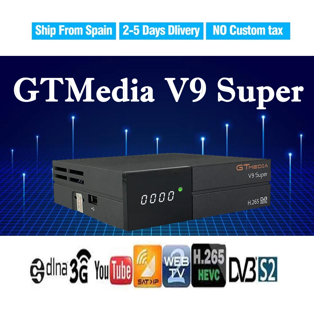 DVB-S2 GTMEDIA V9 super Satellite Decoder H.265 1080P Support for Free 1 year Europe Spain cccam Freesat v8 nove same as v8 nova
DVB-S2 GTMEDIA V9 super Satellite Decoder H.265 1080P Support for Free 1 year Europe Spain cccam Freesat v8 nove same as v8 nova