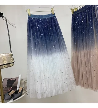 New Gradient skirt 2020 new sparkling star mesh skirt fairy puffy mid length skirt summer 
New Gradient skirt 2020 new sparkling star mesh skirt fairy puffy mid length skirt summer
