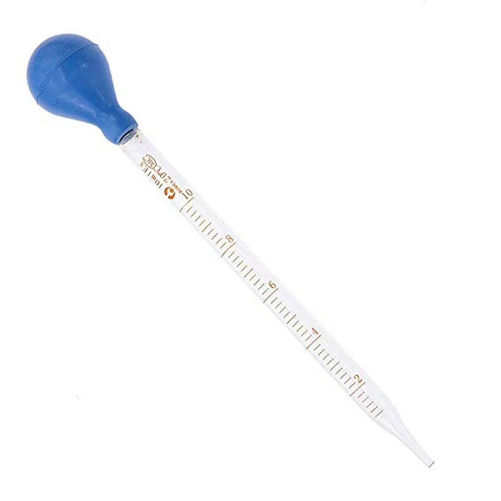 

10ml Glass Scale Line Dropper Pipette Lab Dropper Dropping Pipet Blue Rubber Head Pipettors