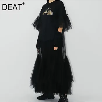 DEAT 2020 new spring and summer round neck flare half sleeves mesh patchwrok see throw high quality pullover dress JR77101
DEAT 2020 new spring and summer round neck flare half sleeves mesh patchwrok see throw high quality pullover dress JR77101