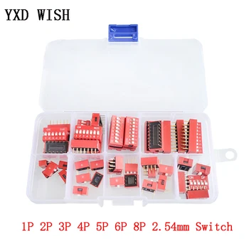35PCS/Box Dip Switch Kit 1 2 3 4 5 6 8 Way 2.54mm Toggle Switch Red Snap Switches Set Each 5PCS 1P/2P/3P/4P/5P/6P/8P Switch
35PCS/Box Dip Switch Kit 1 2 3 4 5 6 8 Way 2.54mm Toggle Switch Red Snap Switches Set Each 5PCS 1P/2P/3P/4P/5P/6P/8P Switch