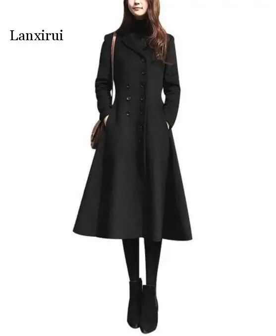 Lanxirui Spring Autumn Fashion Woolen Simple Slim Maxi Long coat Winter Female Outerwear Navy blue abrigos mujer
Lanxirui Spring Autumn Fashion Woolen Simple Slim Maxi Long coat Winter Female Outerwear Navy blue abrigos mujer