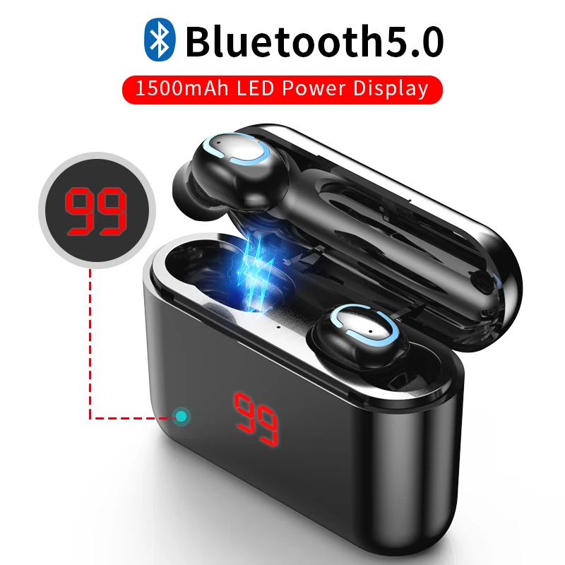 

True Bluetooth 5.0 Earphone HBQ TWS Wireless Headphons Sport Handsfree Earbuds 3D Stereo Gaming Headset With Mic Charging Box