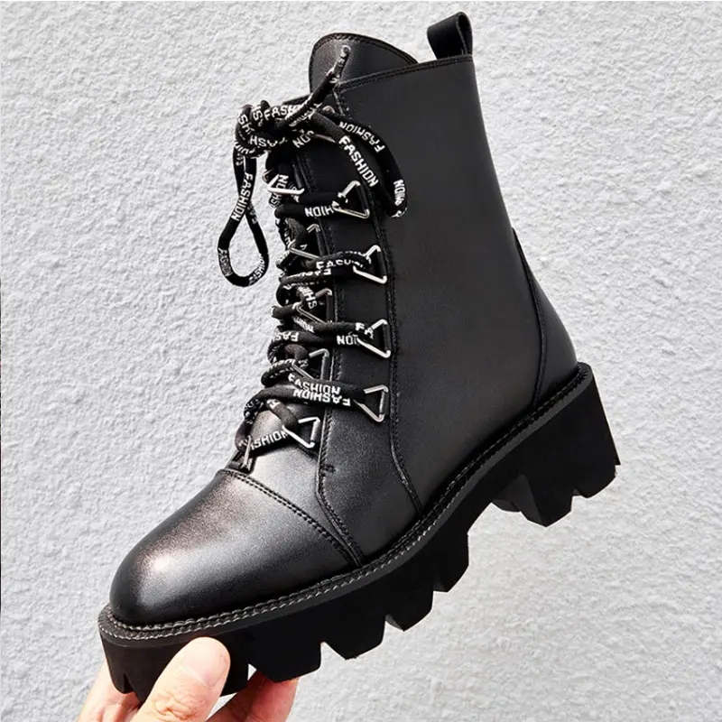 Women's Genuine Leather Round Toe Increase Platform Heel Boots Martin Boots Ankle Lace Up Bootie Military boots
Women's Genuine Leather Round Toe Increase Platform Heel Boots Martin Boots Ankle Lace Up Bootie Military boots