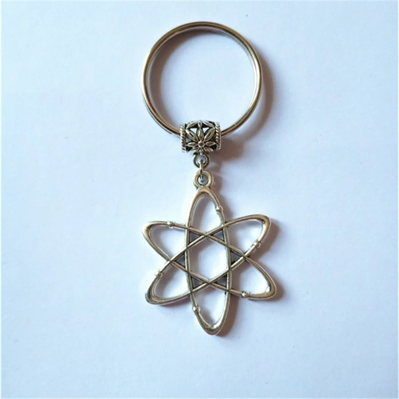 5 X 33 mm ciencia química átomo de Plata Tibetana Dijes Colgantes De Perlas