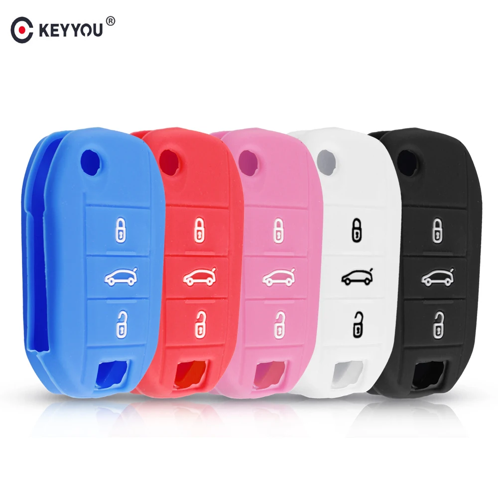 Силиконовый чехол для ключей от машины KEYYOU 3 кнопки Peugeot 3008 208 308 508 408 2008 Citroen C4 CACTUS C5