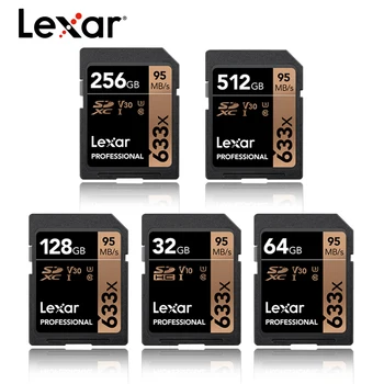 

Original Lexar 633x 32GB Flash Card U1 SDHC 64GB 128GB 256GB 512GB U3 Class 10 SDXC Memory Sd Card For 4K DSLR HD Video Camera