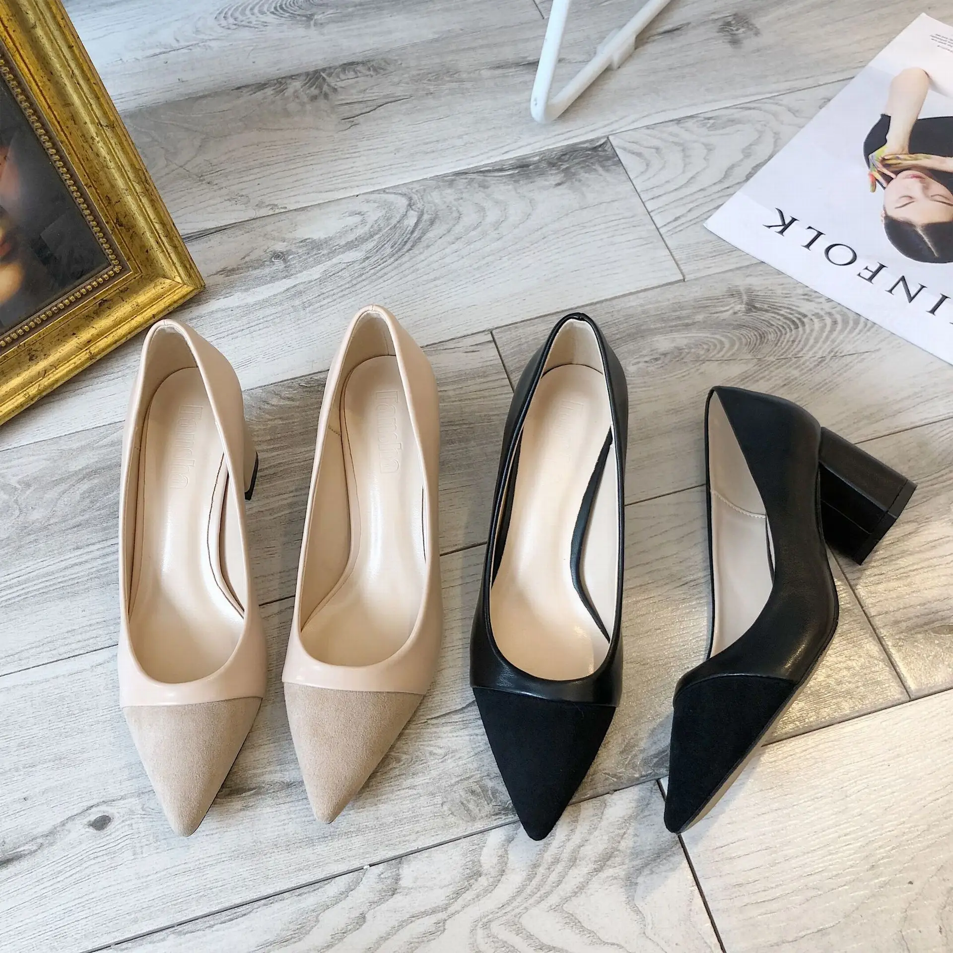 Korean-style Versatile Chunky Heel Pointed-Toe Suede Shoes Women's Semi-high Heeled 2019 Spring New Style Comfortable Work Shall
Korean-style Versatile Chunky Heel Pointed-Toe Suede Shoes Women's Semi-high Heeled 2019 Spring New Style Comfortable Work Shall