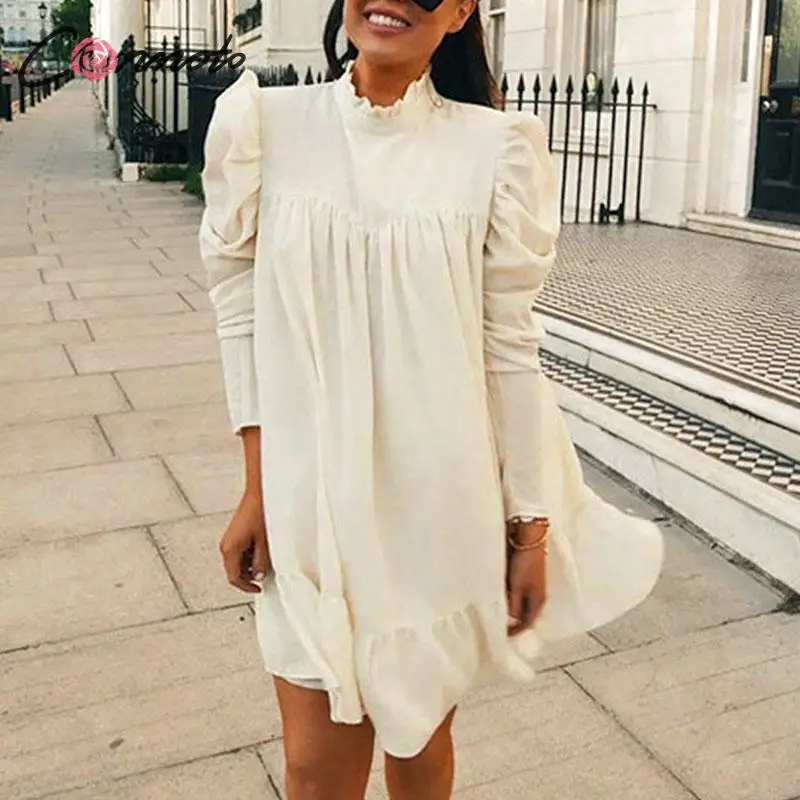 Фото Conmoto белое ретро платье с рюшами для вечерние элегантное - купить