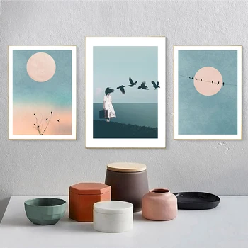 Minimalist Nursery Style Color Canvas Painting Surreal Woman with Bird Nordic Posters Wall Art Picture for Kids Rooms Unframed
Minimalist Nursery Style Color Canvas Painting Surreal Woman with Bird Nordic Posters Wall Art Picture for Kids Rooms Unframed