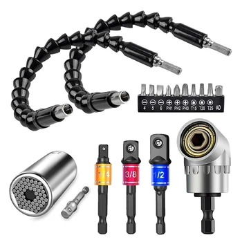 17Pcs Universal Socket Wrench Tool and Flexible Drill Bit Extension Set Bendable Universal Socket Adapter Set
17Pcs Universal Socket Wrench Tool and Flexible Drill Bit Extension Set Bendable Universal Socket Adapter Set