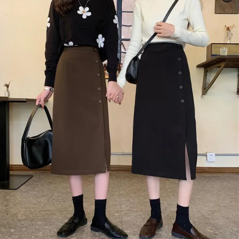 A-line Skirt Women's Pring Autumn 2021 New High Waist Korean Style All-match Button Decoration Solid Color Streetwear Skirt
A-line Skirt Women's Pring Autumn 2021 New High Waist Korean Style All-match Button Decoration Solid Color Streetwear Skirt