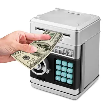 Cartoon Electronic ATM Password Piggy Bank Cash Coin Can Auto Scroll Paper Money Saving Box Gift For Kids (silvery+black)
Cartoon Electronic ATM Password Piggy Bank Cash Coin Can Auto Scroll Paper Money Saving Box Gift For Kids (silvery+black)