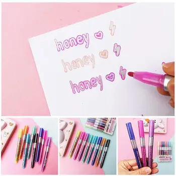 8 Colors Metallic Double Lines Art Markers Out line Stationery Lettering Pen Pens Scrapbooking For Calligraphy Drawing Colo H2N7
8 Colors Metallic Double Lines Art Markers Out line Stationery Lettering Pen Pens Scrapbooking For Calligraphy Drawing Colo H2N7