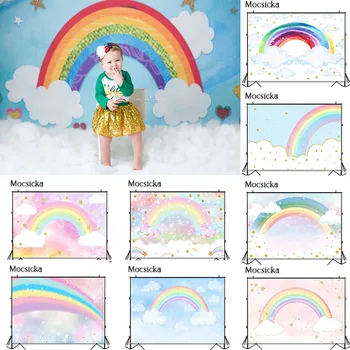 Mocsicka Newborn Rainbow Photography Backdrop Glitter Star Blue Sky Clouds Baby Portrait Photographic Birthday Party Background
Mocsicka Newborn Rainbow Photography Backdrop Glitter Star Blue Sky Clouds Baby Portrait Photographic Birthday Party Background