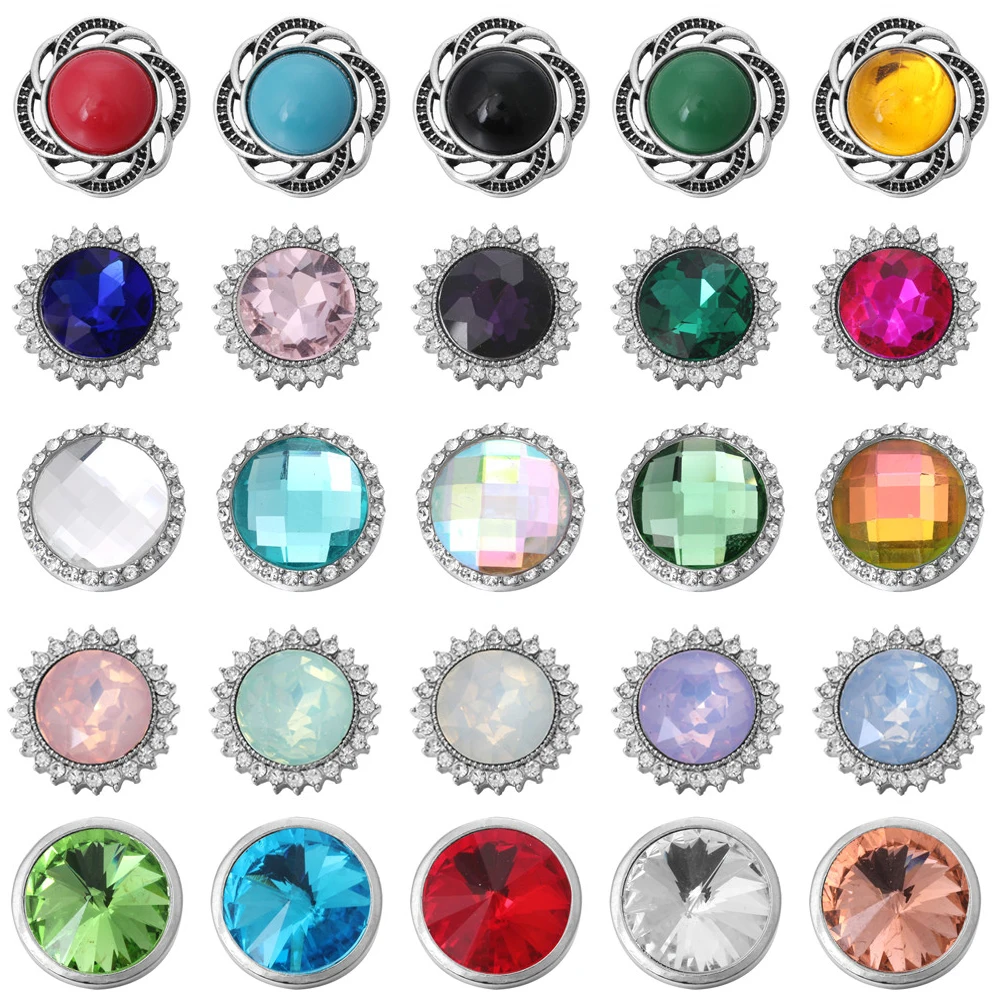 6pcs/lot New Snap Button 18mm Rhinestone Crystal Round Snaps Fit DIY Jewelry | Украшения и аксессуары