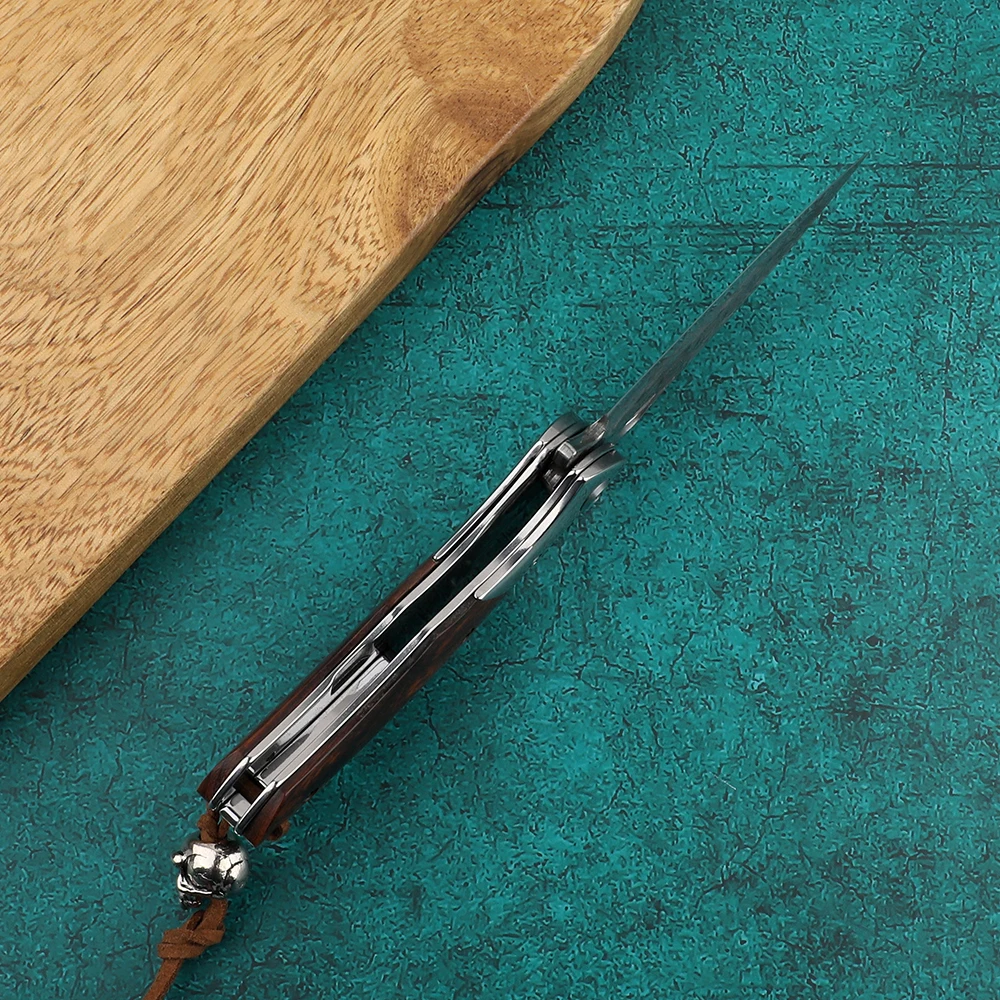 Складной нож VG10 из дамасской стали с деревянной ручкой тактический походный