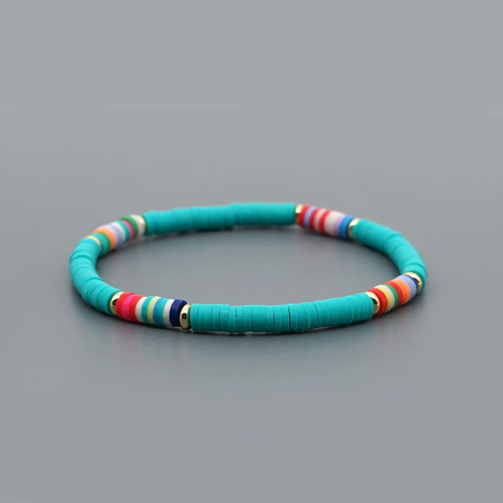 GO2BOHO Heishi браслеты с дисками женские летние из полимерной глины Африканский стиль
