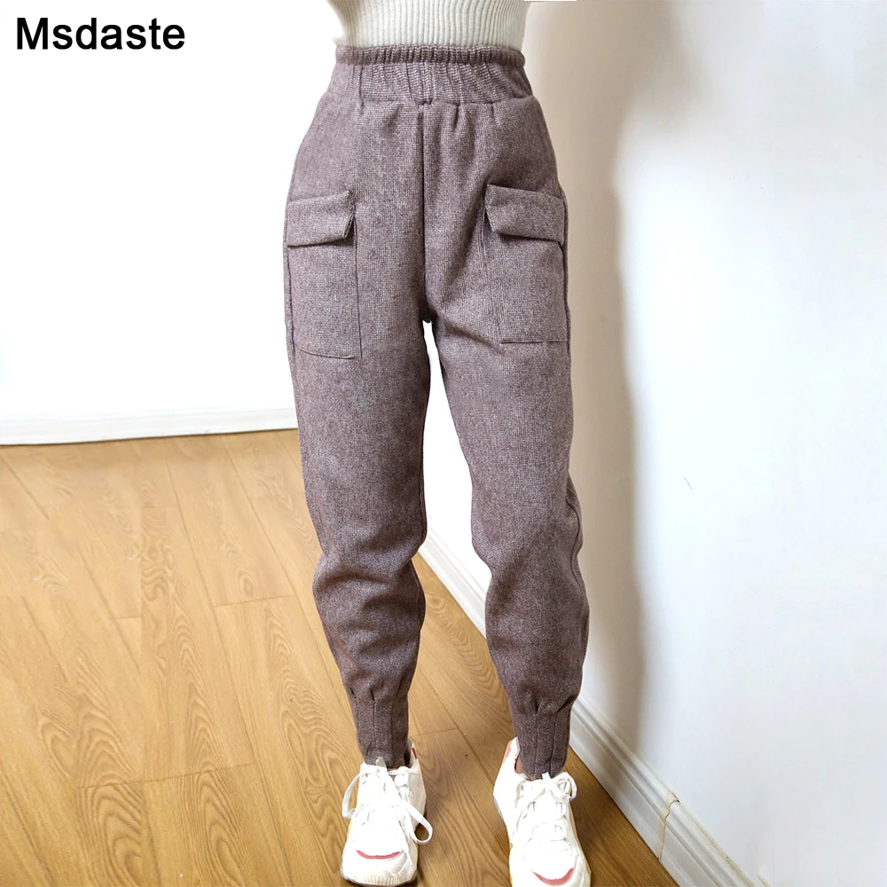 Woolen Pants Women Winter Thick Elastic Waist Casual Suit Pants Pantalones De Mujer Woman Ankle-length Woolen Warm Harem Pants
Woolen Pants Women Winter Thick Elastic Waist Casual Suit Pants Pantalones De Mujer Woman Ankle-length Woolen Warm Harem Pants