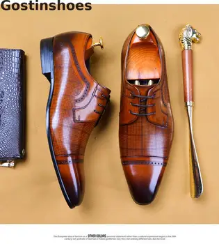 Formal Men Derby Shoes Genuine Leather Black Brown Capped Toe Lace-up Dress Shoes Men Pointed Toe Men Shoes For Wedding Business
Formal Men Derby Shoes Genuine Leather Black Brown Capped Toe Lace-up Dress Shoes Men Pointed Toe Men Shoes For Wedding Business