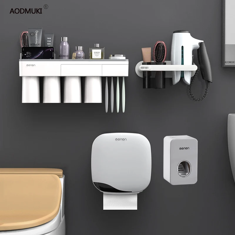 Bathroom Accessories Toothbrush Holder Toothpaste Dispenser Tissue Box Toilet Paper Holder Shelf Hair Dryer Holder For Set
Bathroom Accessories Toothbrush Holder Toothpaste Dispenser Tissue Box Toilet Paper Holder Shelf Hair Dryer Holder For Set