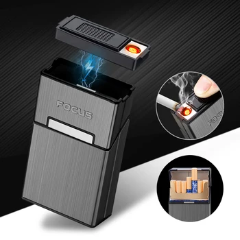 FOCUS Removable Cigarette Case with Electronic Lighter Windproof Holder Cigarettes Metal Box Magnetic Cap Upgrade Men Gift FD069
FOCUS Removable Cigarette Case with Electronic Lighter Windproof Holder Cigarettes Metal Box Magnetic Cap Upgrade Men Gift FD069