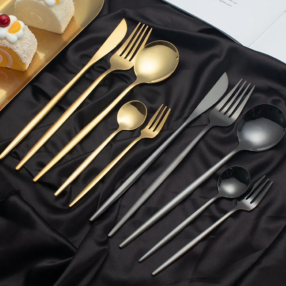 

Набор золотых столовых приборов из нержавеющей стали, 30 шт., нож для стейка, зеркальные столовые приборы, столовые приборы для ресторана