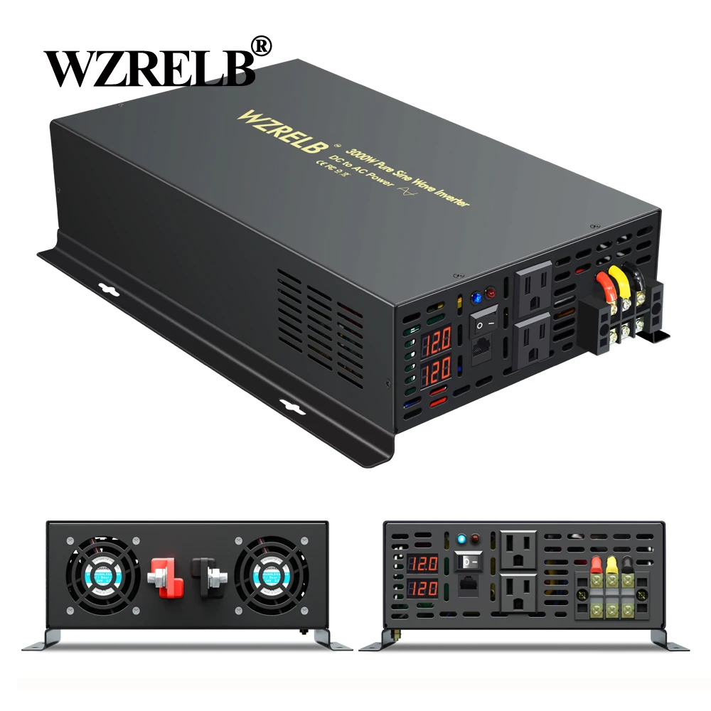 

3000W Off Grid Pure Sine Wave Power Inverter 24V to 220V Solar Inverter 12V/48V/96V/110V DC to AC 120V/230V/240V Wired Control