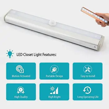 10 LEDS Motion Sensor Cabinet Light Wireless Battery Powered Anywhere Nightlight Wardrobe Closet Lights Warm / Cold White
10 LEDS Motion Sensor Cabinet Light Wireless Battery Powered Anywhere Nightlight Wardrobe Closet Lights Warm / Cold White