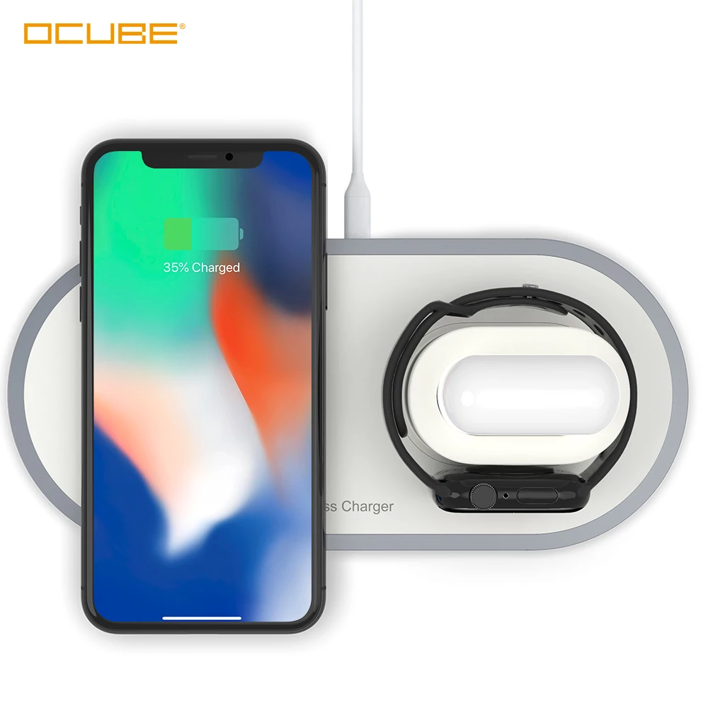 Беспроводное зарядное устройство 3 в 1 Qi для Iphone 8 X Xs Max Xr Apple Watch 4 2 Airpods 10 Вт быстрая