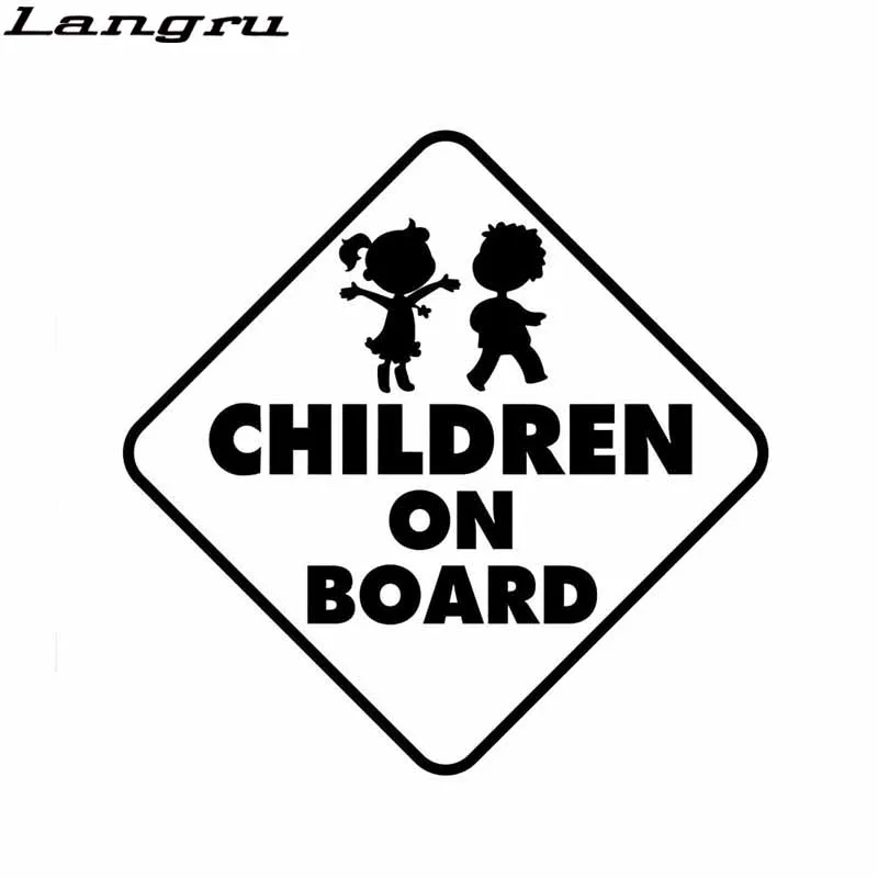Langru 15*15 см дети на борту милые девушки и мальчик автомобиль стикер виниловая